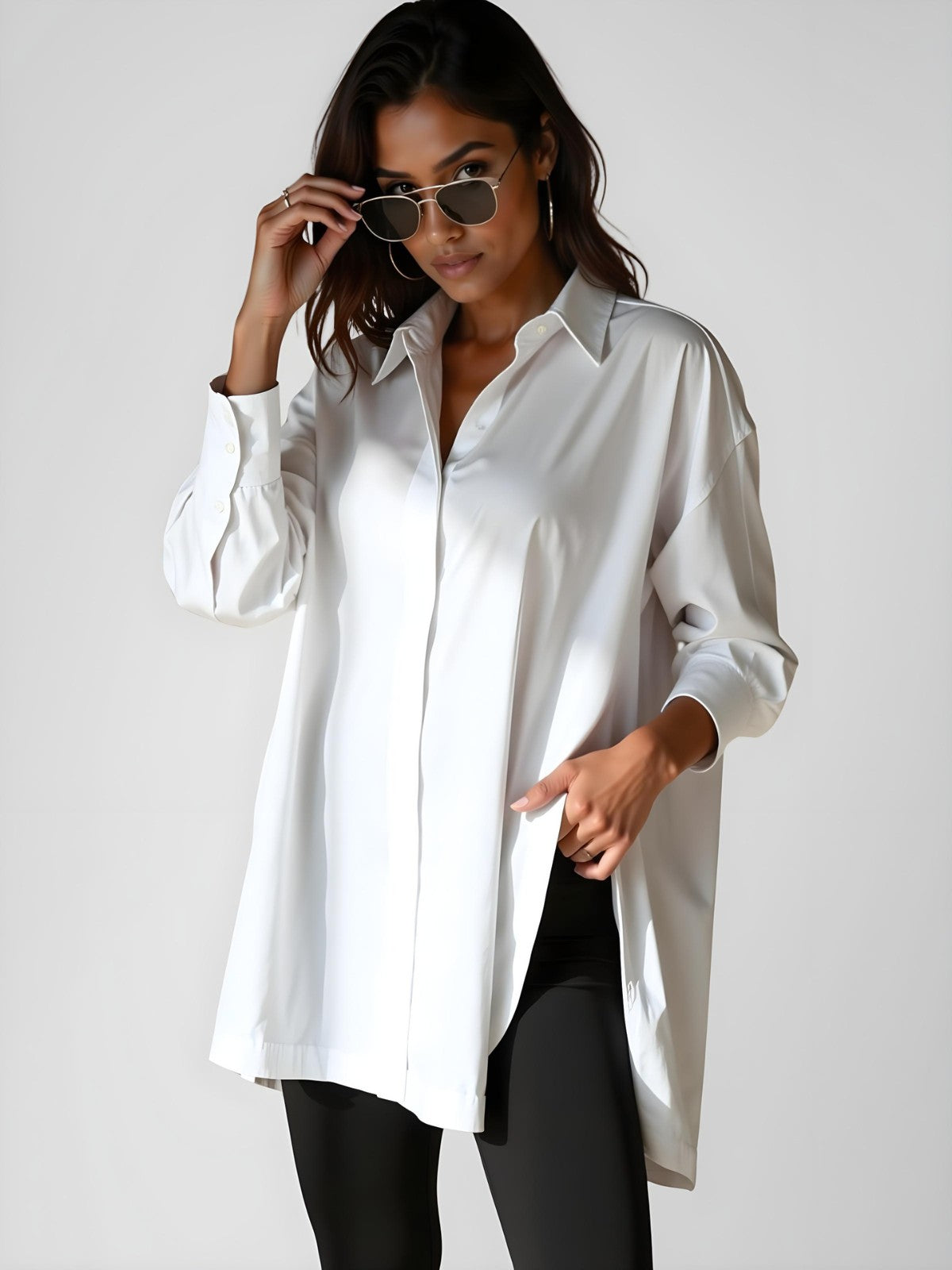 Claudia - Robe chemise oversize et fendue