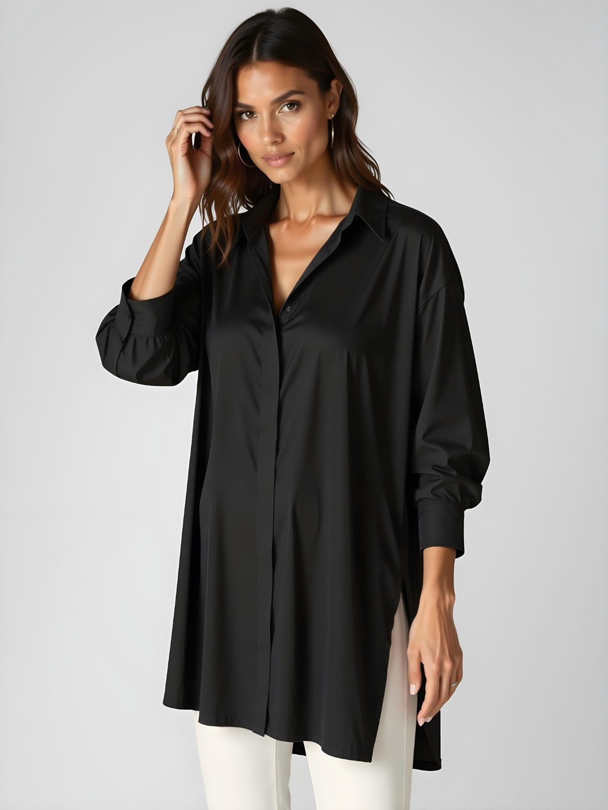 Claudia - Robe chemise oversize et fendue