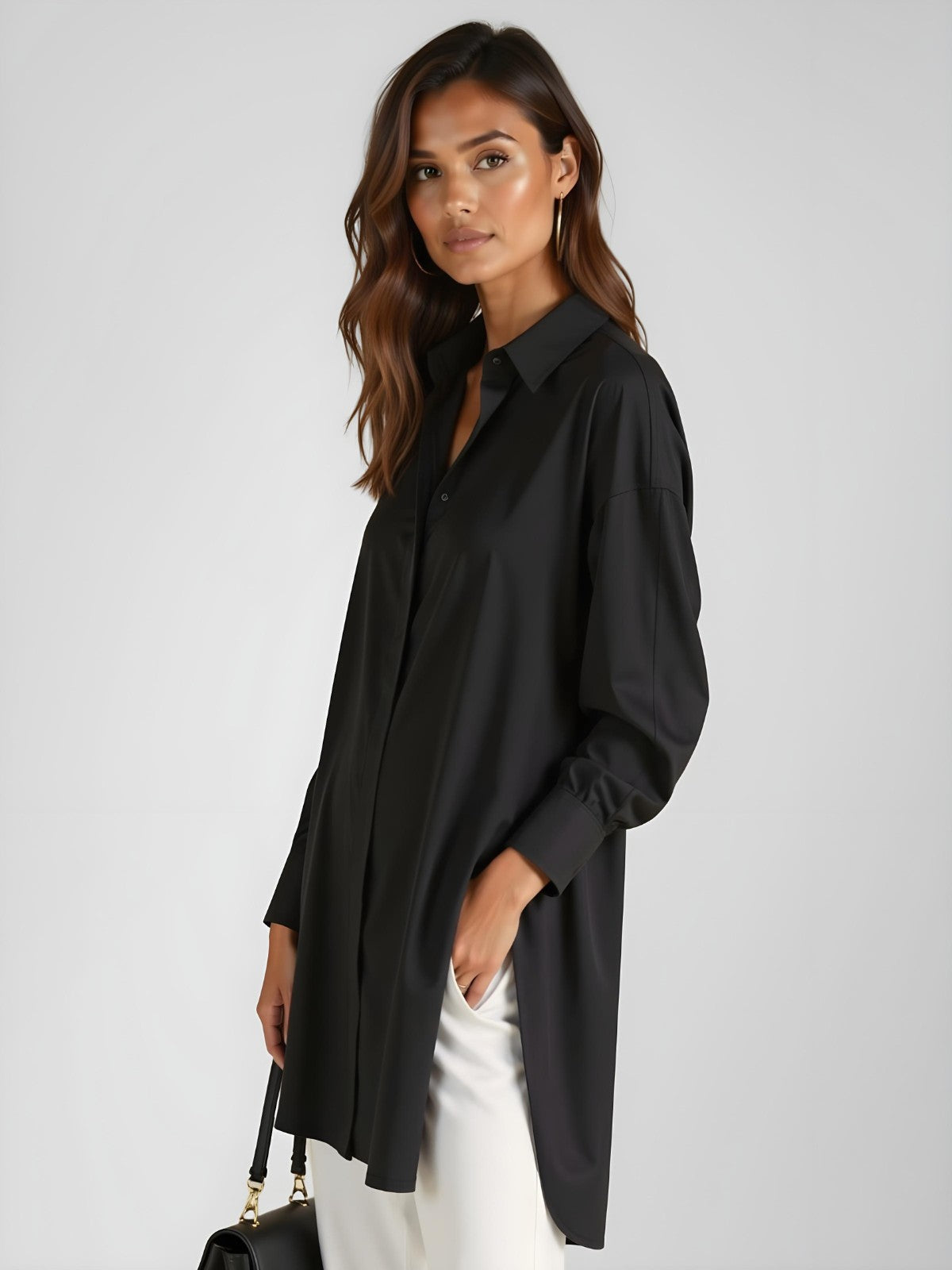 Claudia - Robe chemise oversize et fendue