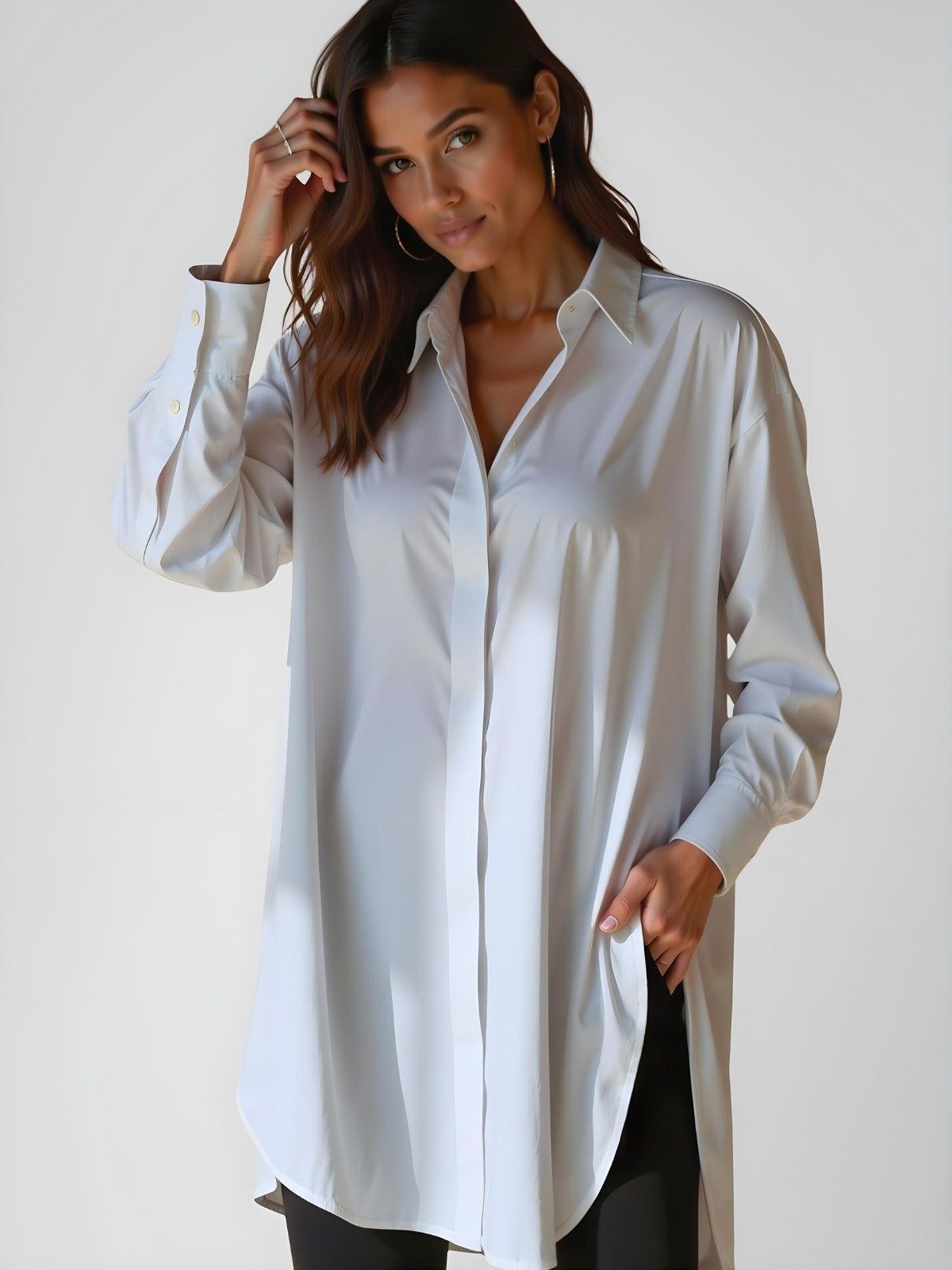 Claudia - Robe chemise oversize et fendue