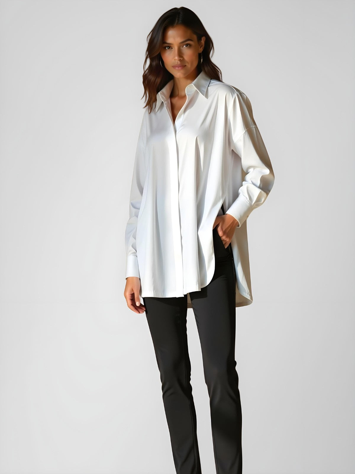 Claudia - Robe chemise oversize et fendue