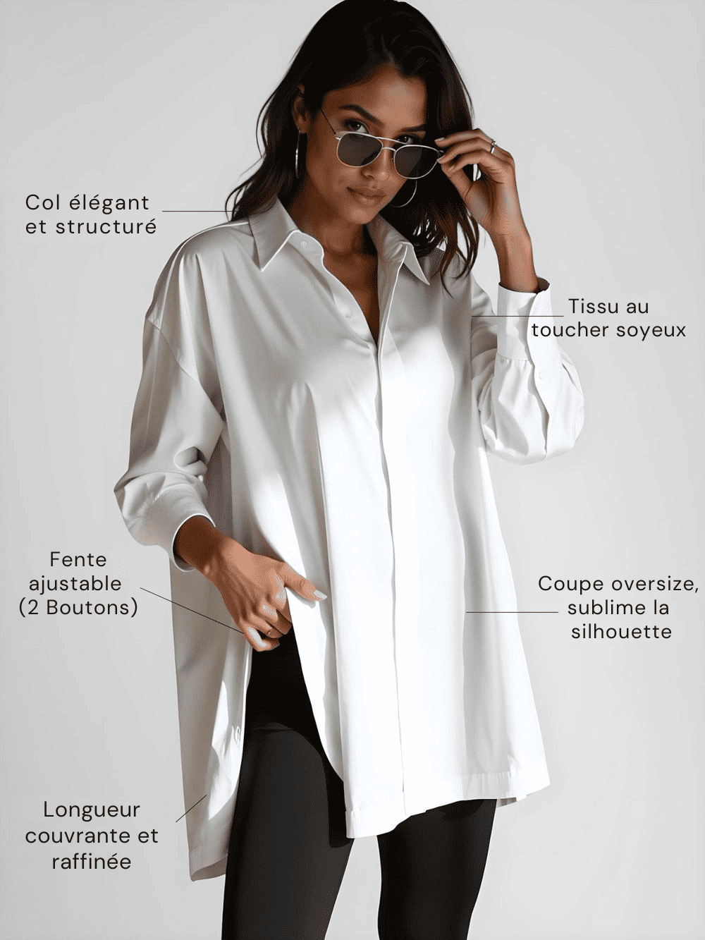 Claudia - Robe chemise oversize et fendue