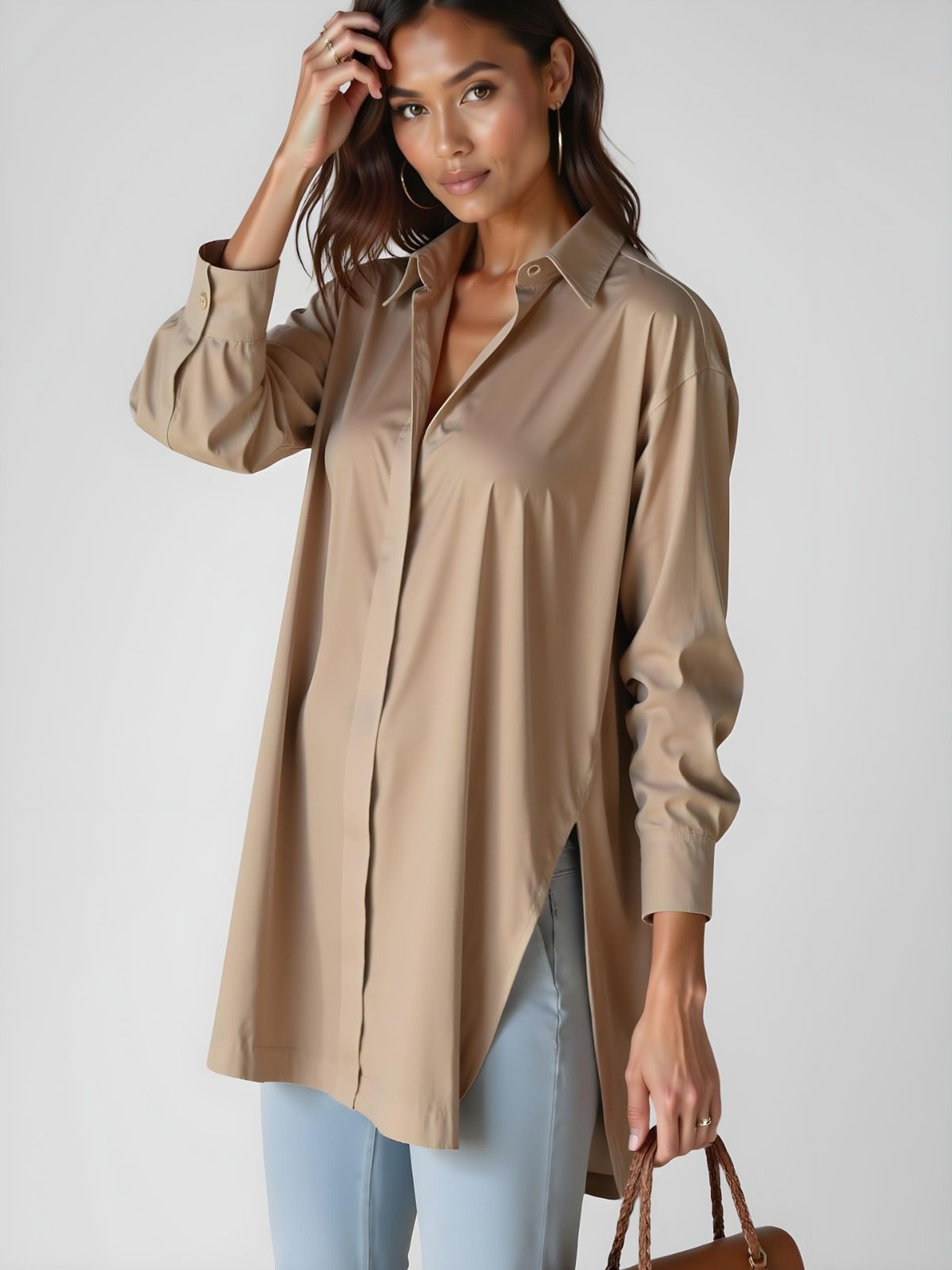 Claudia - Robe chemise oversize et fendue