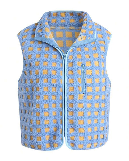 Sasha - Gilet Sherpa à Carreaux Chic & Douillet