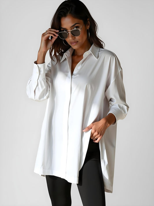 Claudia - Robe chemise oversize et fendue